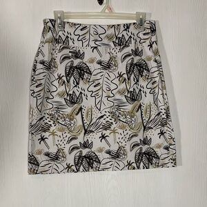 Lulu B Neutral Black and Cream Tropical Pencil Skirt Size 10